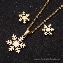 Shangjie OEM collar Three-piece Christmas Gift Snowflake Stud Earring Necklace womens fashion necklaces